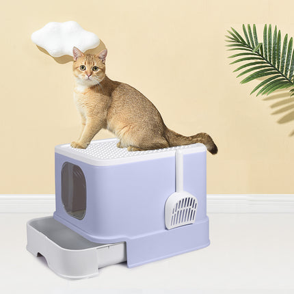 PaWz Cat Litter Box Fully Enclosed Toilet Purple-1973193624296493062
