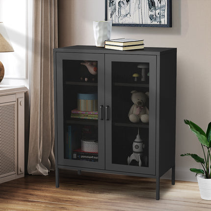 Levede Storage Cabinet Steel Kitchen Black-1973194076119502856