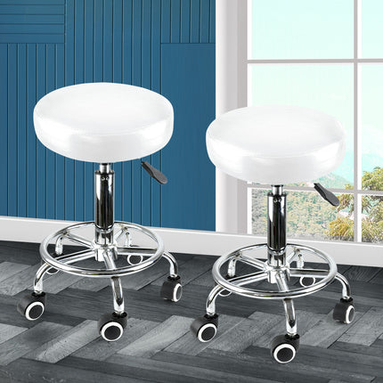 2x Levede Swivel Salon Barstool Hairdressing White-1973193727035969542