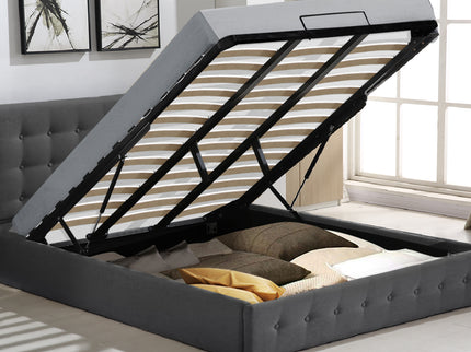 Levede Fabric Bed Frame King Tufted Dark Grey-1910113203594072070