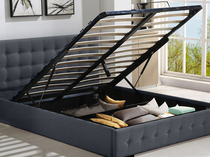 Levede Fabric Bed Frame Queen Tufted Dark Grey-1910113203925422086