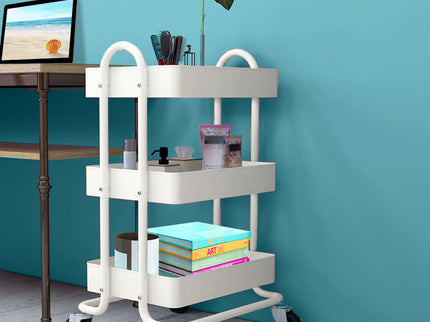 Levede 3 Tiers Kitchen Trolley Cart White-1917016721869377543