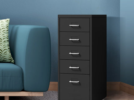 Levede 5 Drawer Office Cabinet Drawers Black-1917016720648835079