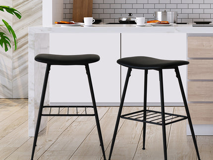 Levede 2x Bar Stools Kitchen Bar Pub Black-1919892922166284295