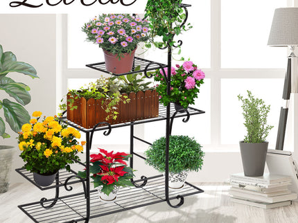 Levede Plant Stand Outdoor Indoor Metal Black-1894516826986123271