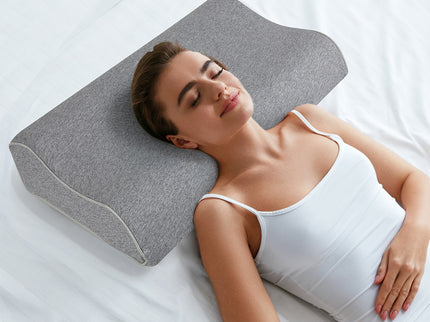 Dreamz Memory Foam Pillow Pillowcase Supprt Grey Rebound-1910149780055658503