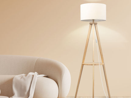 EMITTO Tripod Floor Lamp with Shelf-1864184397029314567