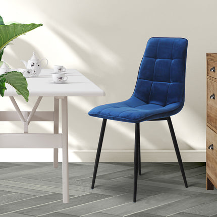 Levede 4x Dining Chairs Kitchen Velvet Blue-1975420493750210567