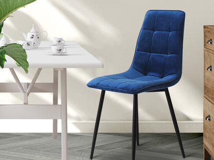 Levede 4x Dining Chairs Kitchen Velvet Blue-1942353398628225031