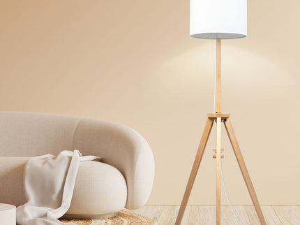EMITTO Tripod Floor Lamp Wooden Modern Natural-1864184397318721543