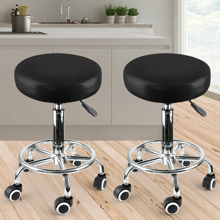2x Levede Swivel Salon Barstool Hairdressing Black-1973193726146777094