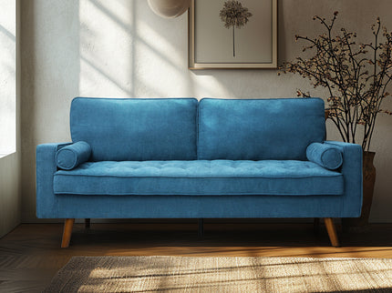 Levede Fabric Sofa Armchair 3 Seater Couch Blue 191cm Wide-1864184596522995719