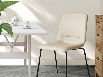 Levede Stackable Dining Chairs Kitchen Beige-1942353406484156423
