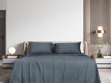 Dreamz 4pcs Queen Size 100% Bamboo Bed Sheet Set in Charcoal lColour-1942353308928839687