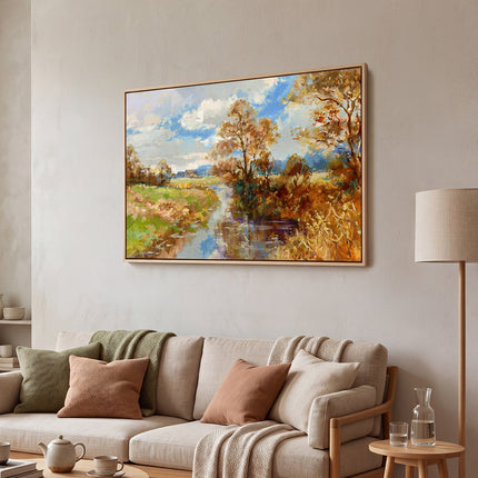 Yezi Large Framed Canvas Wall Art Landscape Painting Home Decor 80x120cm-2061251858638442503