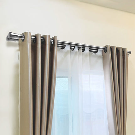 Marlow Silver Double Curtain Rod Steel Pole Pommel Set Extendable Adjustable-1973193448378994695