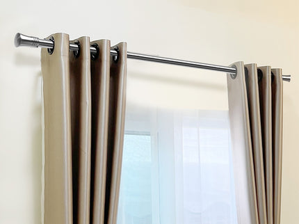 Marlow Satin Nickel Curtain Rod Steel Quiet Rail Pole Pommel Set Adjustable-1910112208935849991