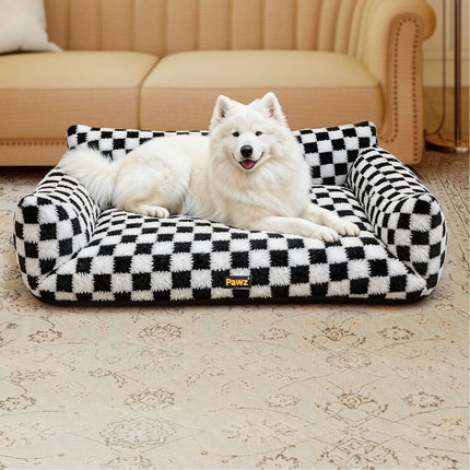 Pawz Pet Bed Plush Checkered Dog Bed Washable Cat Bed-2018816715483385863