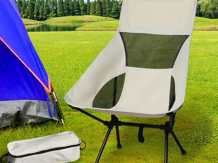 Levede Camping Chair Folding Outdoor Large Beige-1864184454625497095