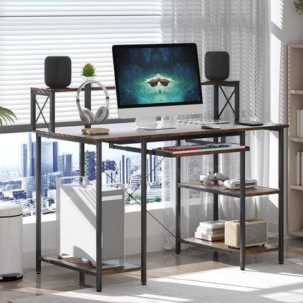 Levede Office Gaming Computer Desk Brown-1975420387466547207