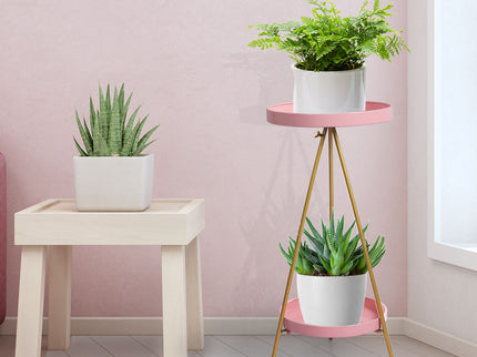 Levede Plant Stand 2 Tiers Outdoor Indoor Pink Gold Medium-1864184724495405063
