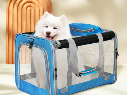 Pawz 3 in 1 Pet Soft Crate Dog Cat Carrier XL Size Blue-1910112289252577287