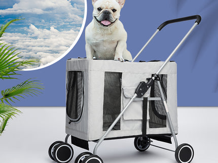PaWz Pet Stroller Dog Cat Cage Carrier Grey-1864184495217971206
