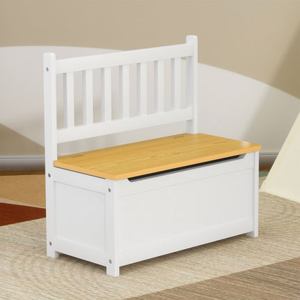 Levede 2-In-1 Kids Toys Storage Bench Box Wooden Chair-1973193545166753799