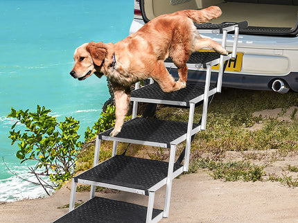 PaWz 6 Steps Dog Ramp Adjustable Height Black-1864184533121896455