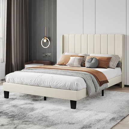 Levede Metal Wooden Bed Frame Queen Panel Plush Upholstered Mattress Platform-2065254298677284871