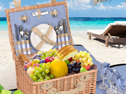 4 Person Picnic Basket Baskets Set Outdoor-1864183149676859398