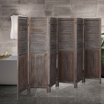 Levede 6 Panel Partition Room Divider Brown-1973193788067287047