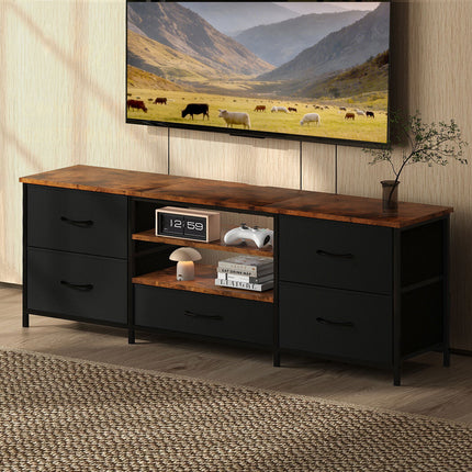Levede TV Stand Cabinet Entertainment Unit Stand 140cm 5 Drawers Storage Shelves-2029334100124504072