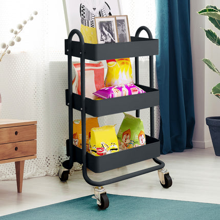 Levede 3 Tiers Kitchen Trolley Cart Grey-1973193876848119815