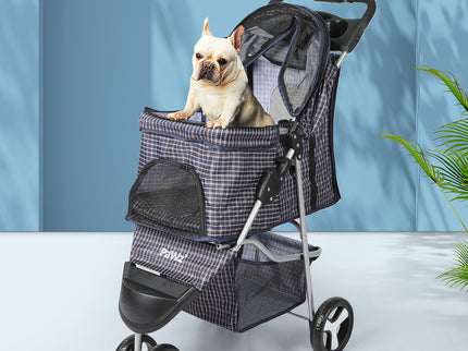 PaWz Large Pet Stroller Dog Cat Carrier Plaid-1864184623995686919