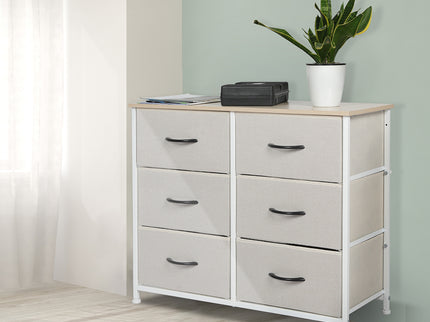 Levede Storage Cabinet Tower Chest Beige-1942353396505907206