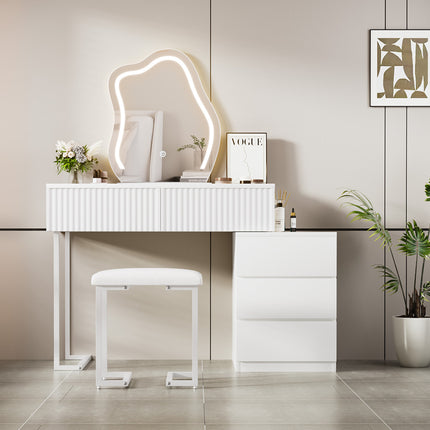 Levede Dressing Table Stool Set with Mirror Led-1973193503580229639