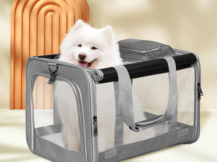 Pawz 3 in 1 Pet Soft Crate Dog Cat Carrier XL Size Grey-1910112289424543751