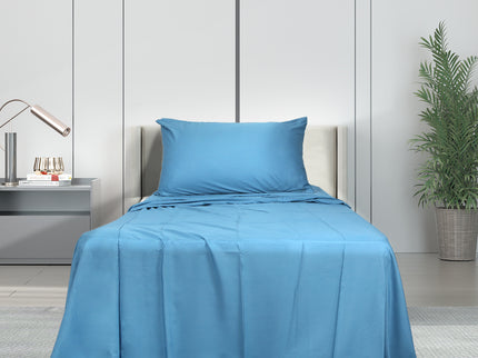 Dreamz 3pcs Sinigle Size 100% Bamboo Bed Sheet Set in Blue Colour Single-1942353309474099207