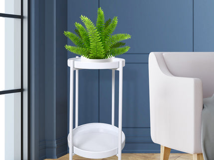 Levede 2 Tiers Plant Stand Metal Flower White Medium-1864184717172150278
