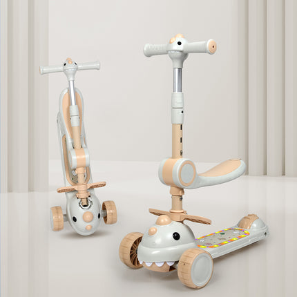 BoPeep Foldable Kids Scooter Flip-able Seat Beige-1975420381032484870