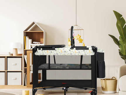 BoPeep Baby Cot Bed Crib Portable Bassinet Black-1910113153782517767