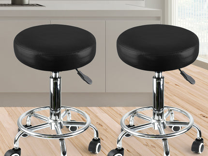 2x Levede Swivel Salon Barstool Hairdressing Black-1864184632992468998