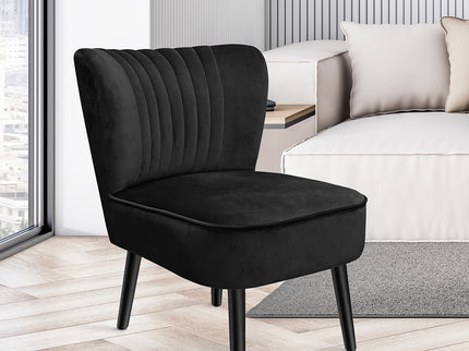 Levede Accent Chair Foot Stool Set Ottoman Black-1864184354935279623
