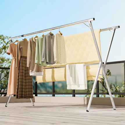 Levede Adjustable Clothes Drying Airer Foldable 150-200cm-1973193572530393095