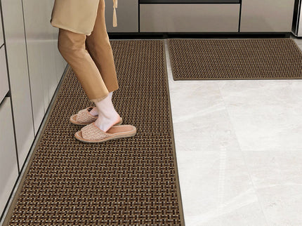 Marlow Kitchen Rug 2PCS Woven Non Slip Absorbent Brown-1910112282776571911