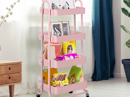 Levede 4 Tiers Kitchen Trolley Cart Pink-1917016722188144647