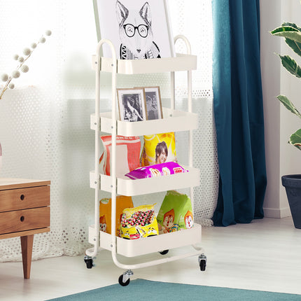 Levede 4 Tiers Kitchen Trolley Cart White-1973193877846364167