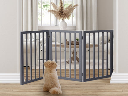 Wooden Pet Gate Dog Fence Retractable Grey 2000x 3MM-1864184509570879495