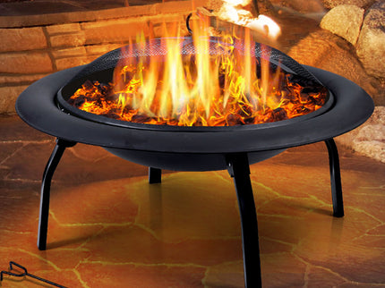 30" Portable Outdoor Fire Pit BBQ Grill Large-1864184483088044038